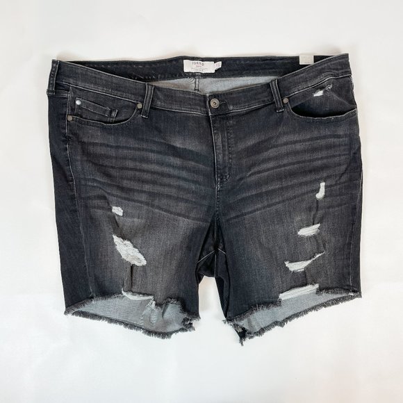 Torrid Denim Shorts Black Distressed Raw Hem 28 - Picture 1 of 7